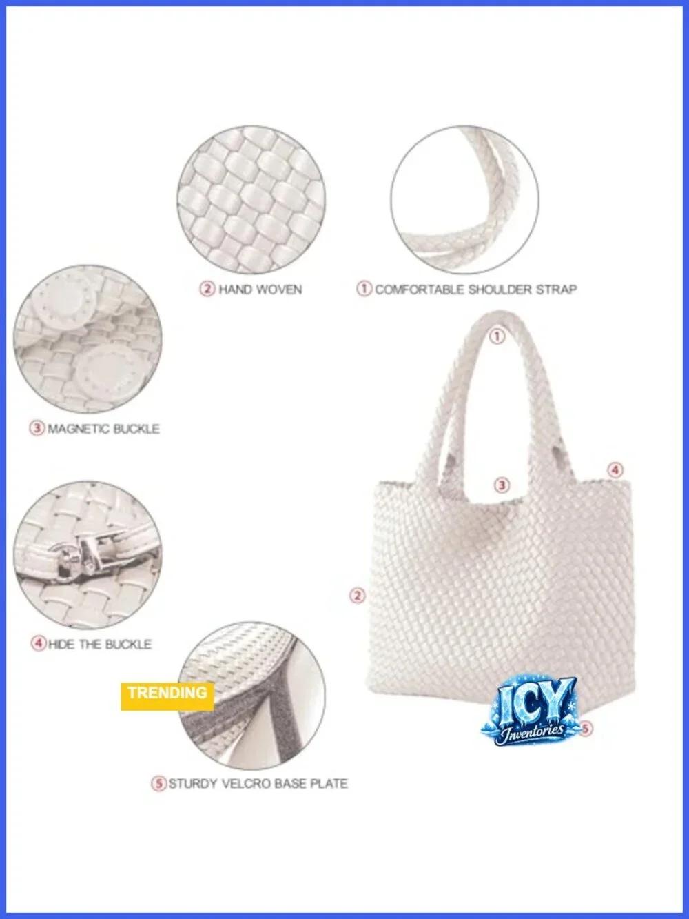 Faux Leather Woven Tote Bag Travel Handbag Shoulder Purse